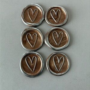 Handmade Silver and Brown Heart Wax Seals With Sticker Back